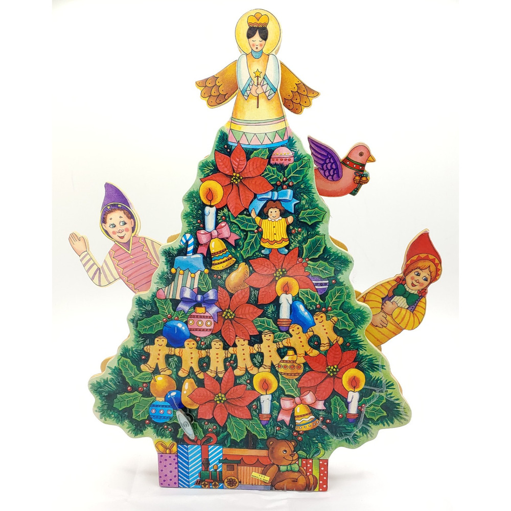 Vintage Wooden Christmas Tree Music Box We Wish you a Merry Christmas-Motion